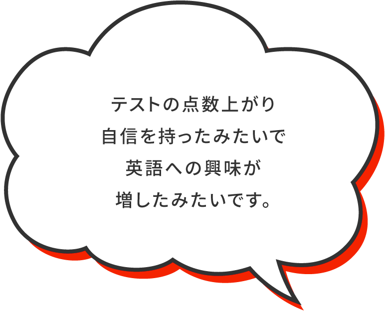 テストの点数上がり自身を持ったみたいで英語への興味が増したみたいです。